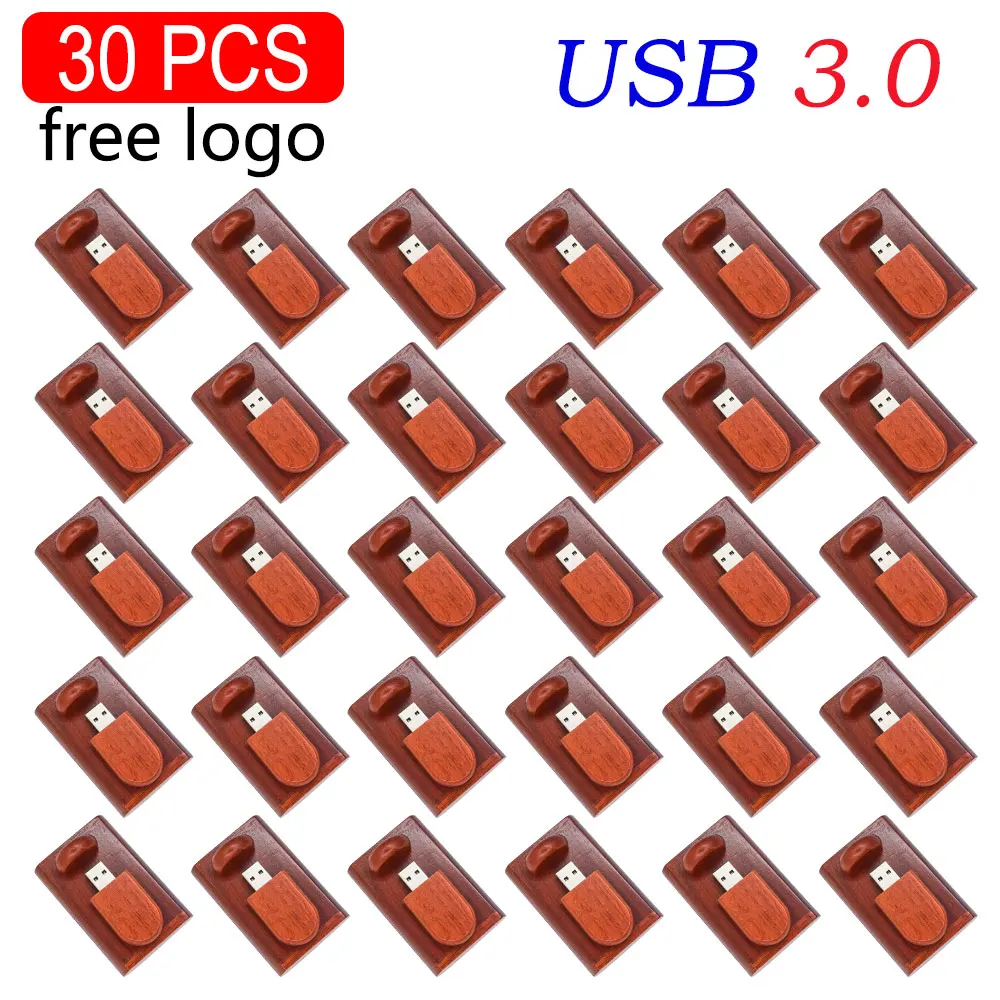 

30 PCS/Lot High Speed USB 3.0 Flash Drives Wooden Wedding Custom Pen Drive Real Capacity Memory Stick 64GB/32GB/16GB/8GB U Disk