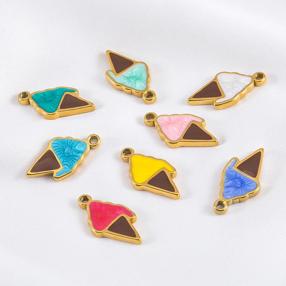 2 pçs de aço inoxidável múltiplas cores pingentes de sorvete encantos para diy jóias fazendo colar pulseira acessórios atacado