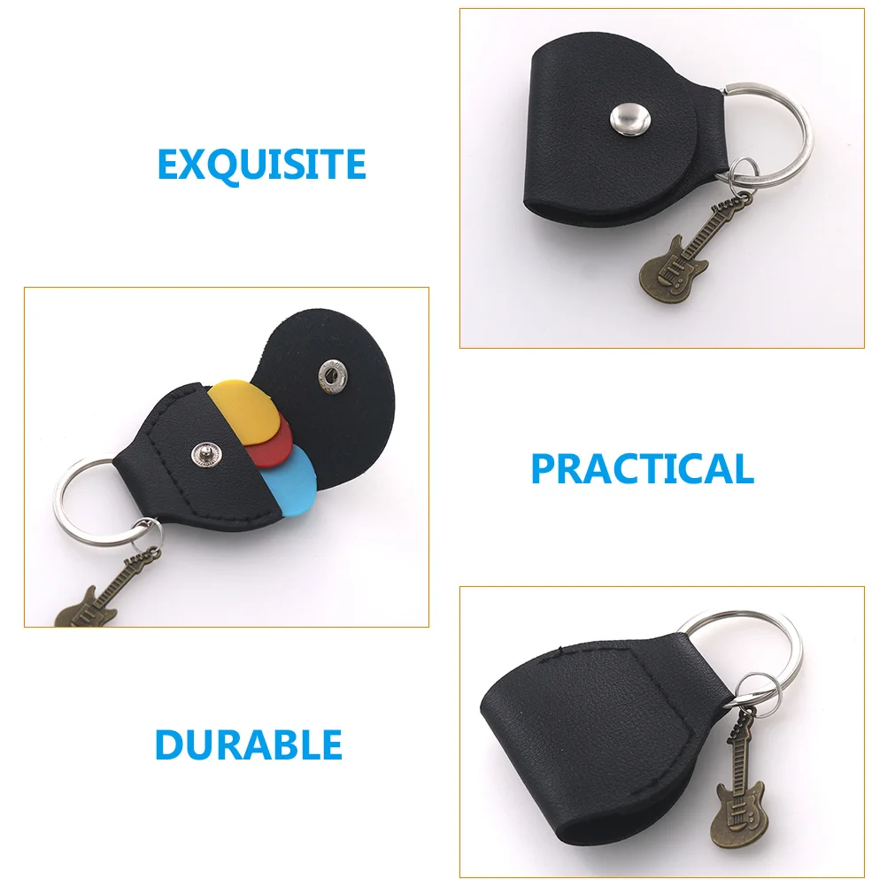 

1 set 1 Set Pu Guitar Pick Bag Keychain Storage Holder For Plectrums Ukulele Picks Portable Organizer Small Compact Case