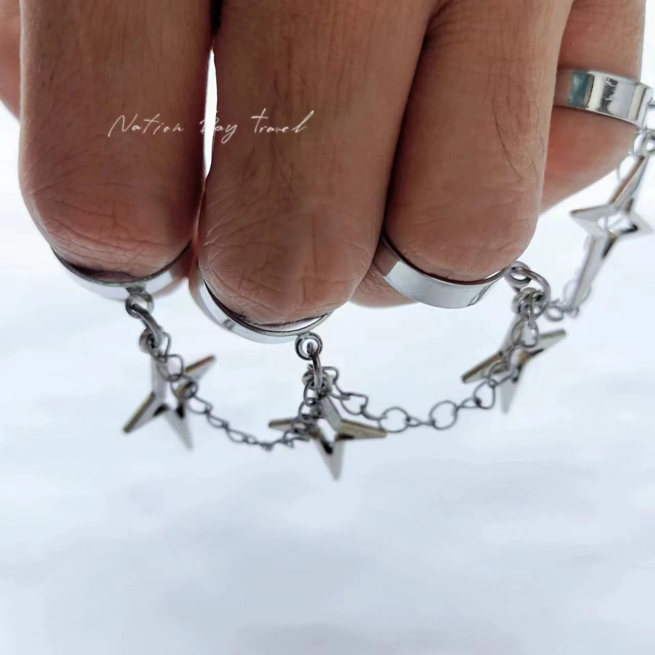 Chain Combo Punk Style Open Ring for Men and Women, Dark Series Ring, Finger Ring, Flame Star Cross Rings