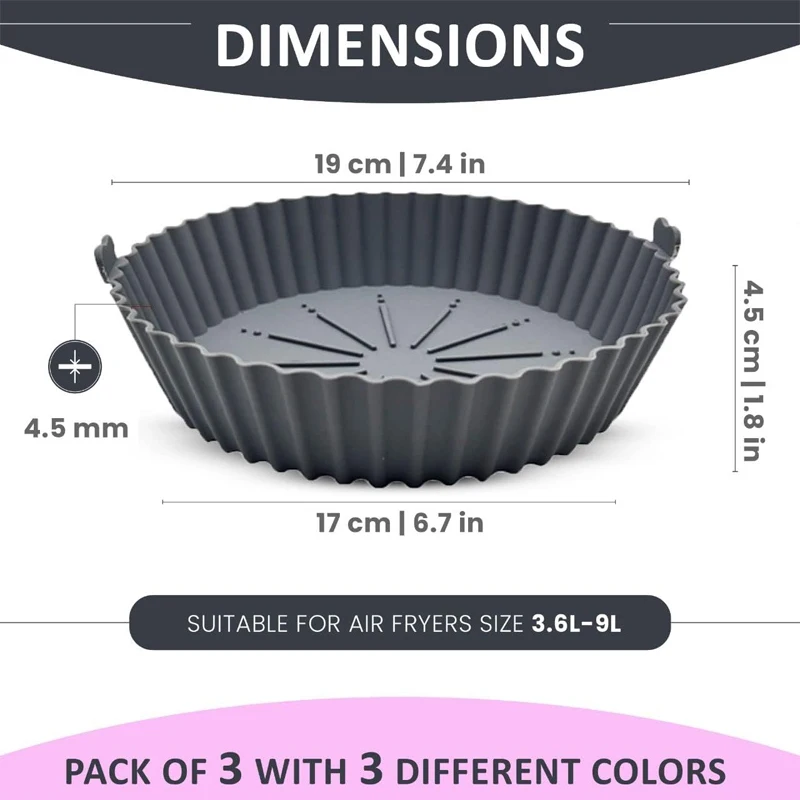 1PC Silicone Air Fryer Baking Tray Circular Foldable Food Grade High Temperature Resistant and Easy to Clean Oven Mat