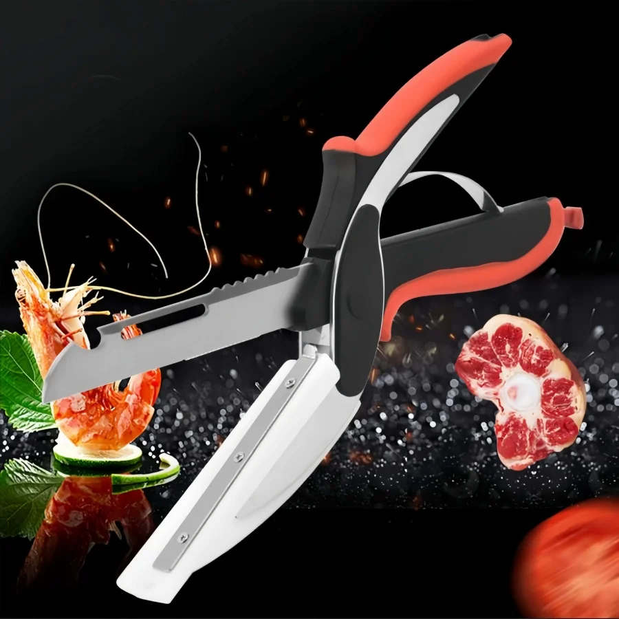 6 IN 1 Kitchen Scissor Cutting Board Utility Cutter Multifunction Stainless Steel Vegetable Meat Scissor kitchen Accessories