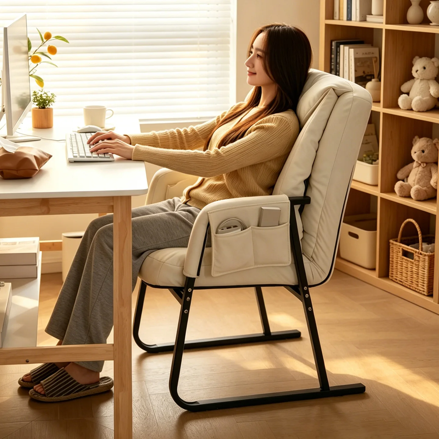Computer chair comfortable sedentary home lazy sofa chair desk office backrest reclining bedroom e-sports live broadcast chair