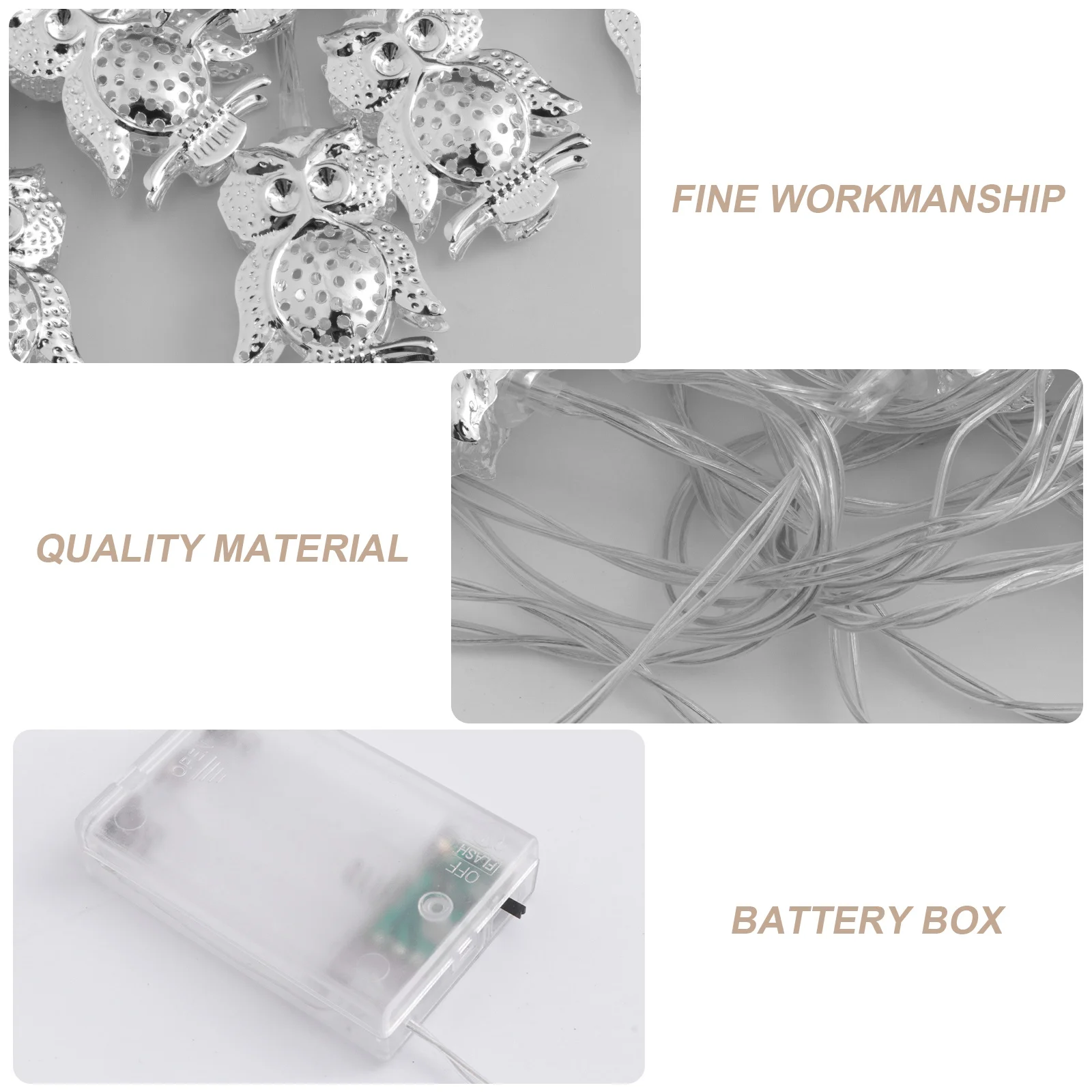 Owl Shape LED Fairy Lights Operated Energy Saving Decorative Lamp for Halloween Wedding Bedroom Party Warm White