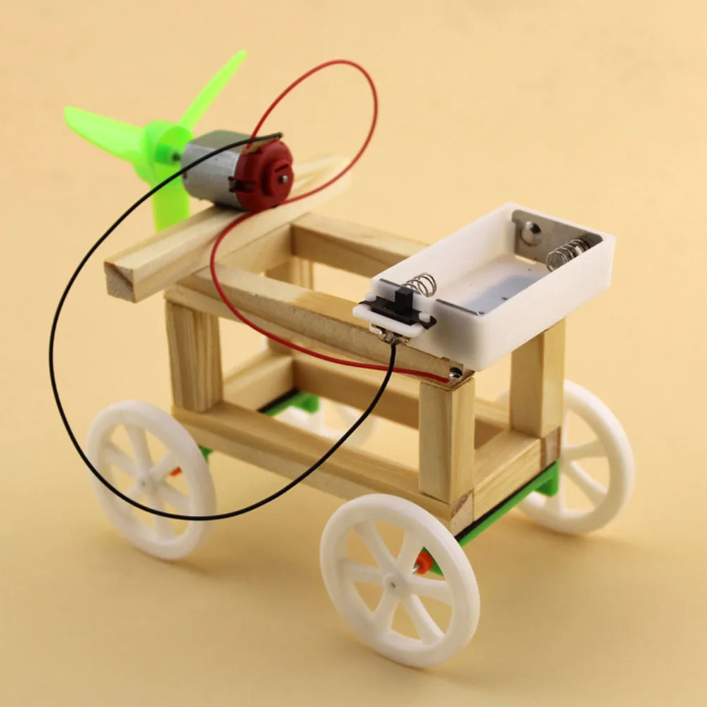 

Windmill Powered Car Toy Cars Wood Assemble Powerd Wooden DIY Kids Parent-child for