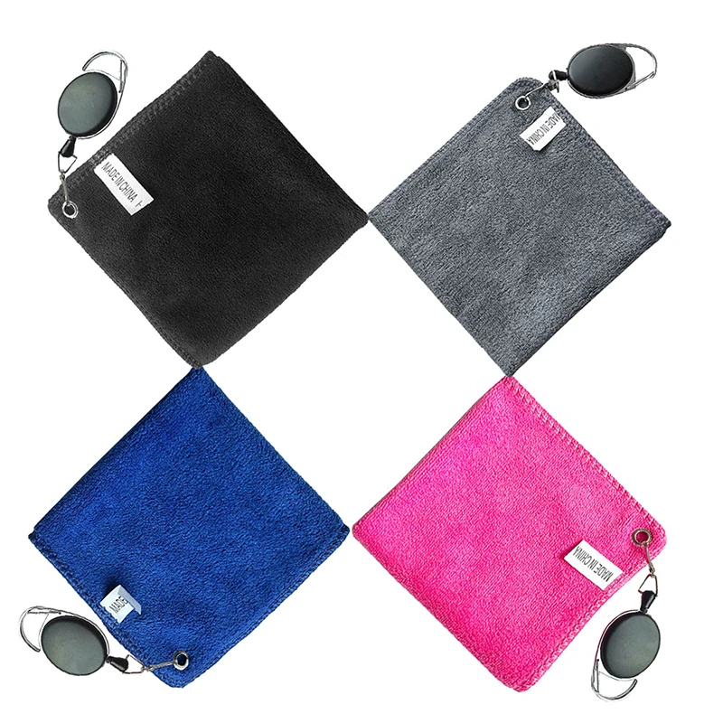 1PC 30*30cm Golf Towel Wet And Dry Golf Cleaning Cloth Perfect For Golfers Cleaning Cloths With Retractable Hook Easy To Carry - view 4