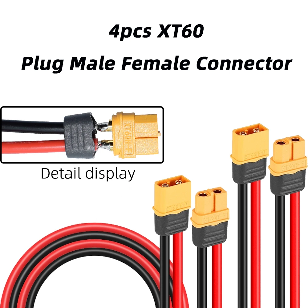 Amass XT60 Plug Male Connector with Sheath Housing with 165mm 12AWG Silicon Wire for RC Lipo Battery FPV Racing Drone