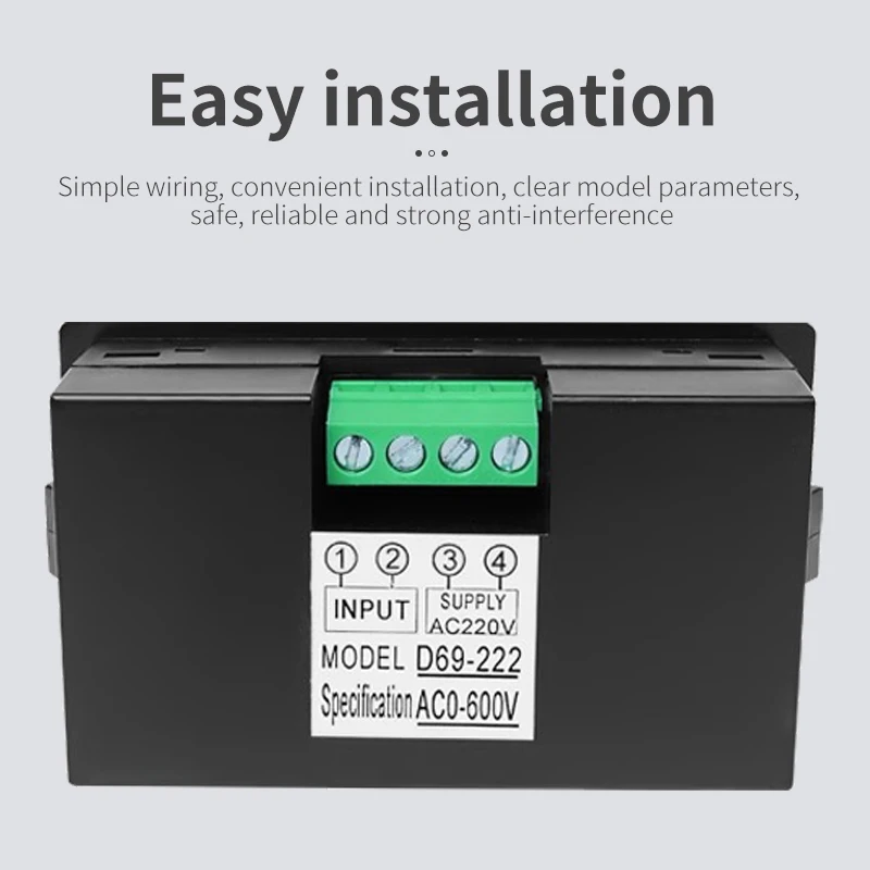 D69-222 AC Voltage Digital Display Meter 0-36V110V600V High-Definition LCD AC220V Power Supply Easy to Install Small Size