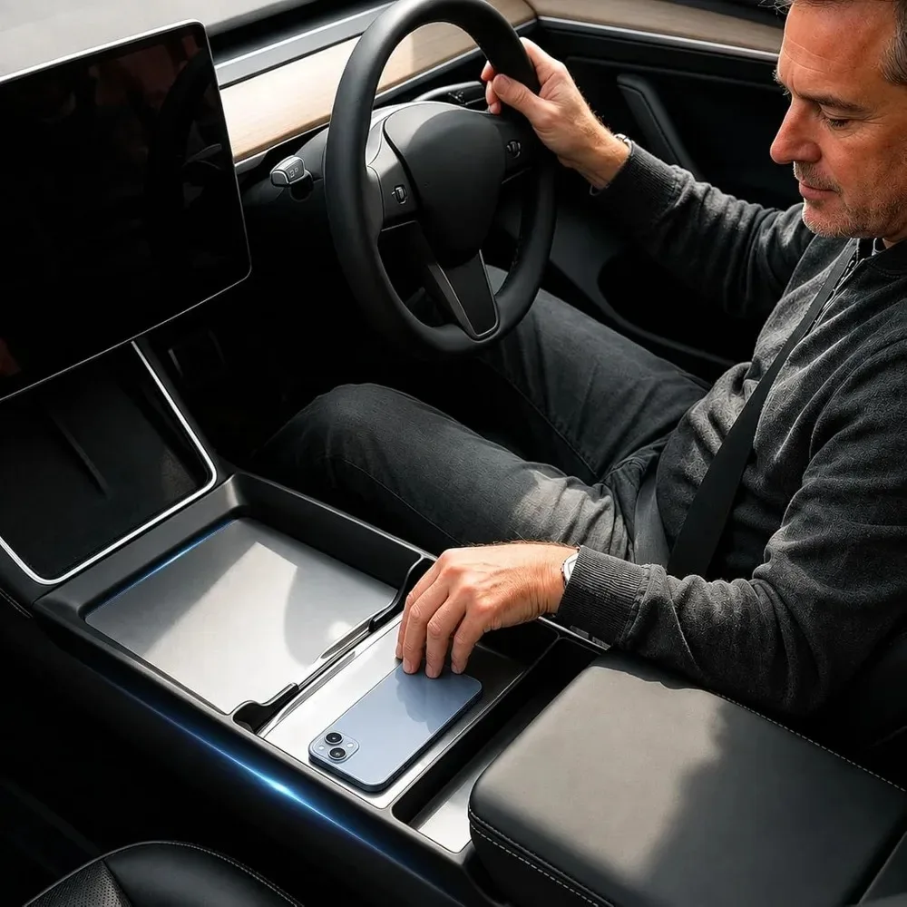 Anti Slip Center Console Storage Tray For Tesla Juniper Model 3/Y/YL Armrest Box Organizer Car Interior Accessories Console Rack - view 3