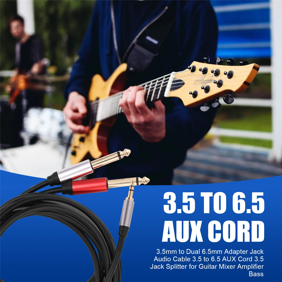 TCE 3,5 мм на двойной адаптер 6,5 мм Аудиокабель 3,5–6,5 AUX Шнур 3,5-разветвитель Jack для гитарного микшера Усилитель басов