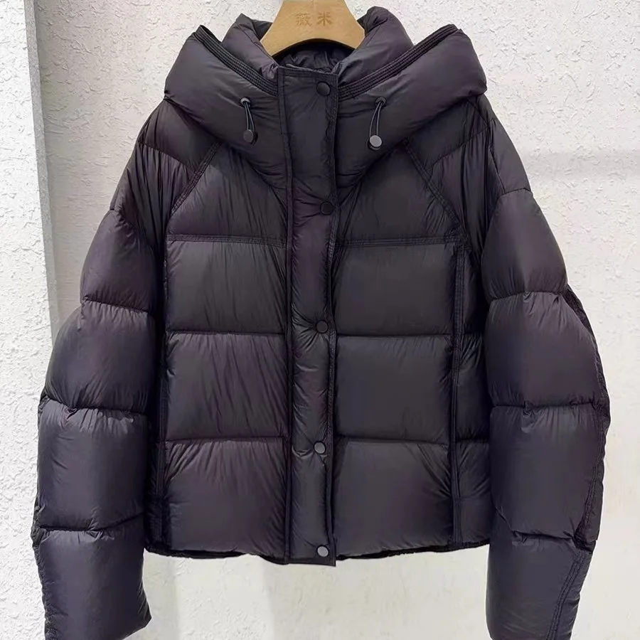 Winter New Fashion Women's Solid Color Long Sleeve Hooded Quilted Jackets Female Casual Trendy Simple Basic Parkas Clothes Tops