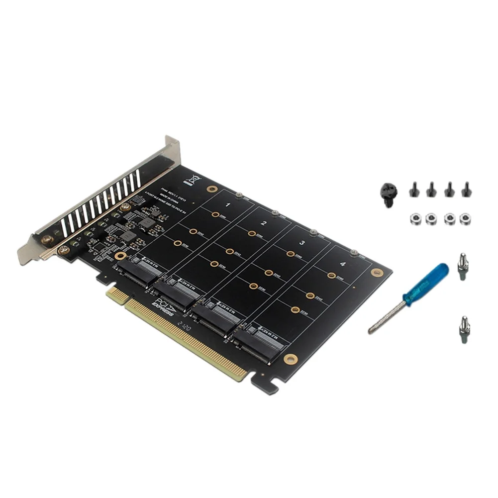 

NEW-4-Disk NVME RAID PCI-E X16 Dapter Card Array Expansion Card Support M. 2 NVME Protocol SSD M.2 PCI-E Equipment