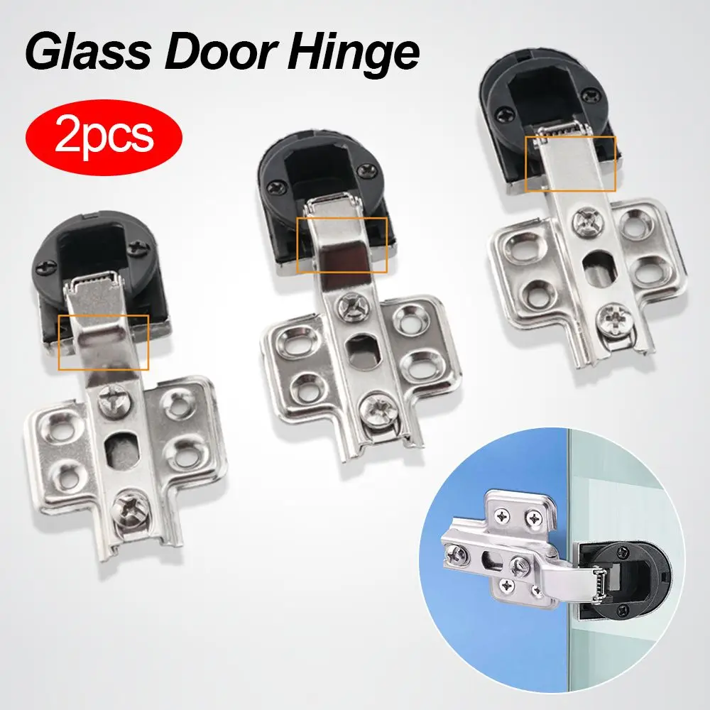 2PCS Useful Interior Connector No Hole Glass Door Hinge Cabinet  Hinge Clip Window Accessories Furniture Supplies