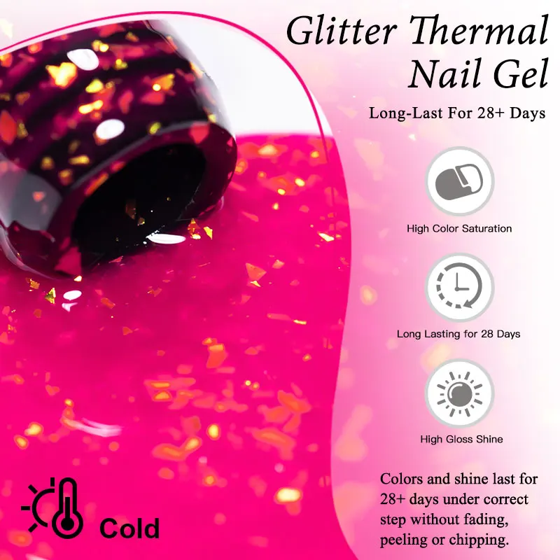 7ml 글리터 열변색 젤 네일 폴리쉬 온도 변화 색상 반영구 소프트 젤 매니큐어 용품
