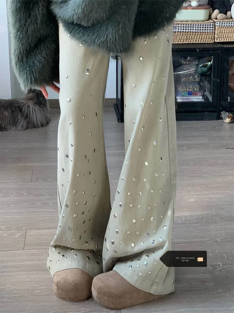 

Heavy Duty American Style High Waist Straight Leg Denim Jeans Women's Summer New Draped Slim Wide Leg Long Pants