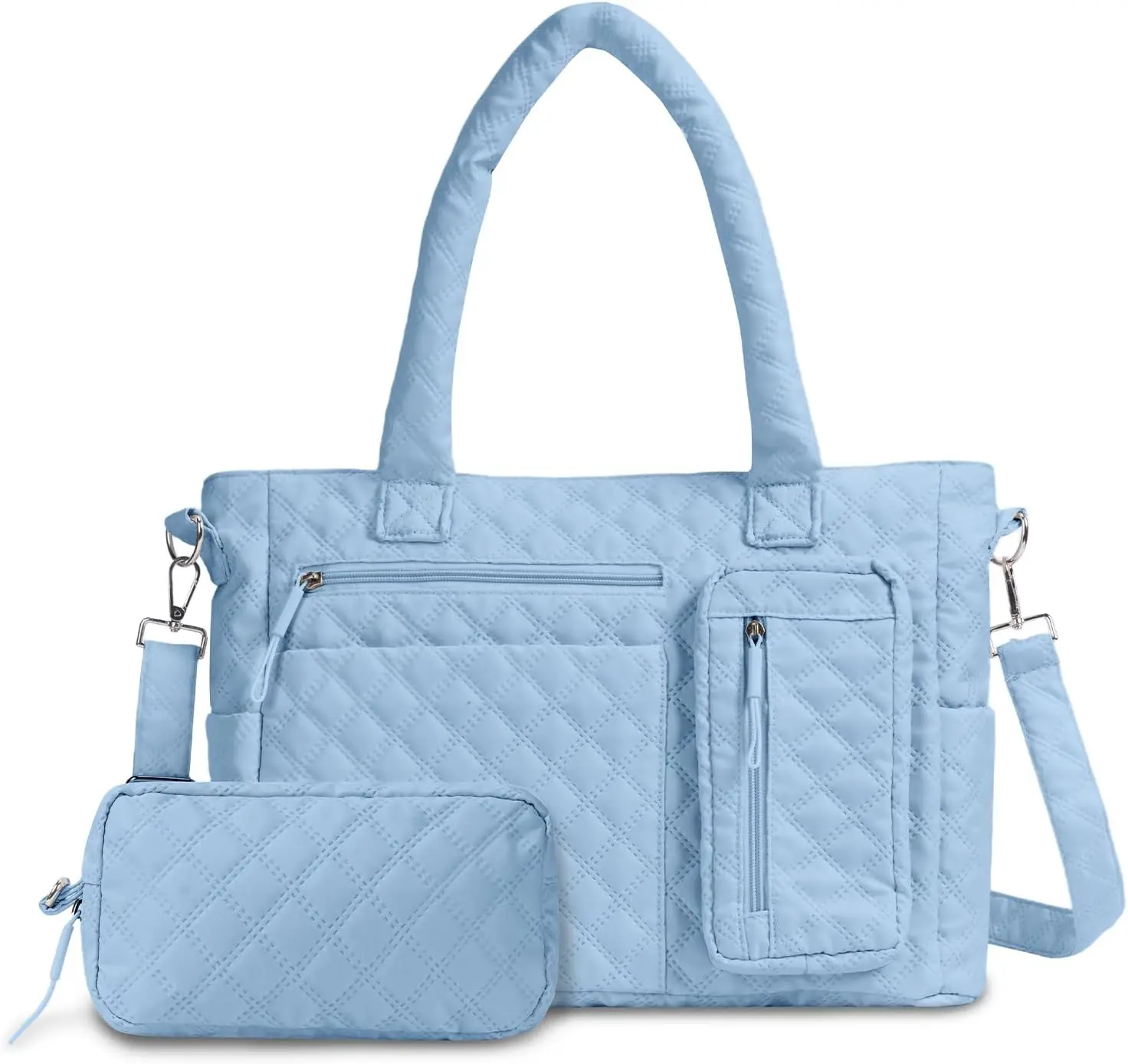 

Tote Bag for Women Purses and Weekender Bags Quilted Shoulder Bags 2PCS with Zipper