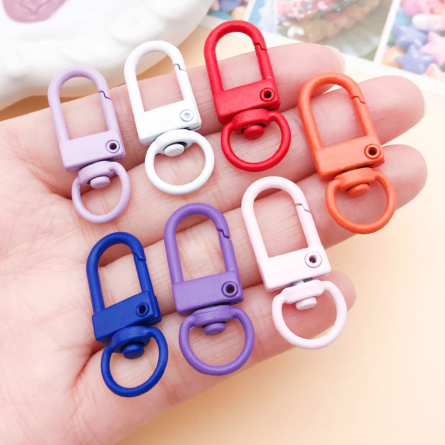 20pcs 32x12mm Keyring Lobster Clasp Spring Buckle With Chains Colored Keychains For DIY Jewelry Making Key Ring Hooks BagsBuckle image 6