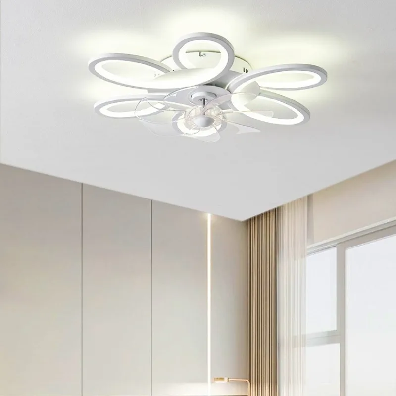 

Modern Minimalist Ceiling Fan Lamp With Smart Remote Control Dining Living Room Bedroom Restaurant Ultra-thin Lighting Luminaire