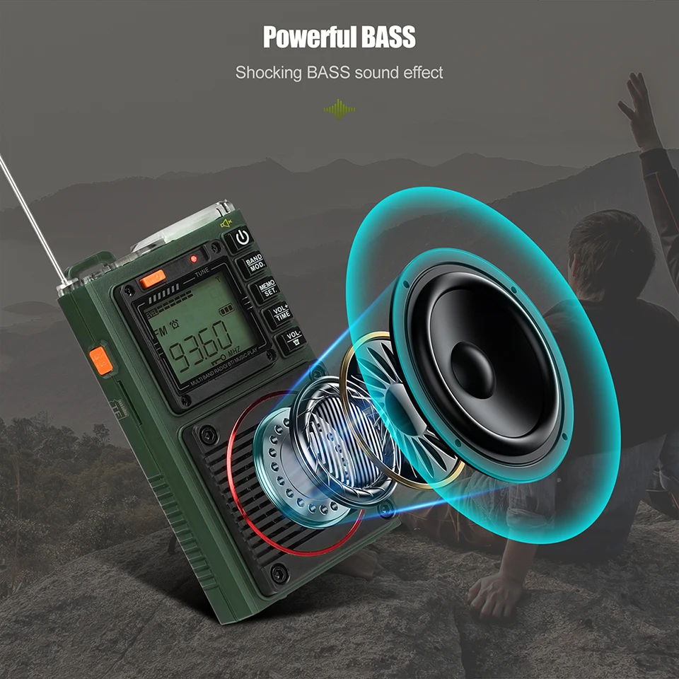 Retekess TR111 Radio FM Tragbare Radios AM FM Mini Amateurfunk Kurzwellen Notfall Amateurfunk Multiband SW VHF WB Wecker – Detail 4