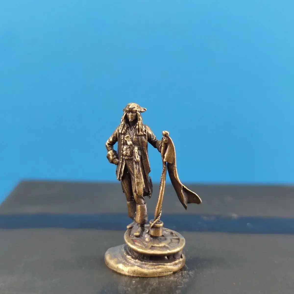 Brass Captain Pirate Miniature Figurine Diorama Toy Model Ornament Paintable