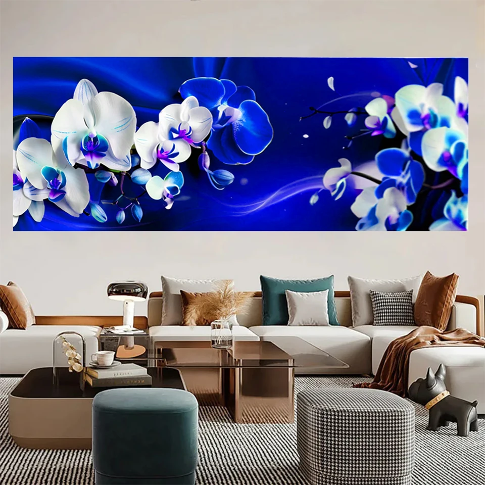 Large Nordic Blue Magnolia Diamond Painting Full Square Round Diamond Embroidery Mosaic still life Home Decor 2025 Gift,