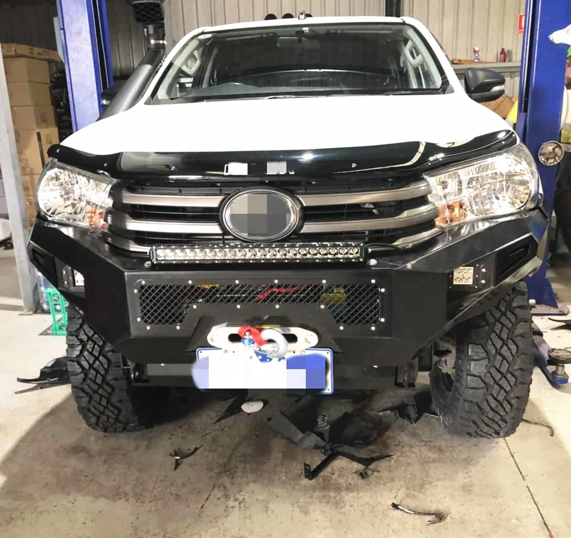 Vehicle Front Bumper, for Toyota Hilux Revo Pickup, 4x4 Steel Bull Bar Guard, with Fog Light Bracket, Outback Safari Armor
