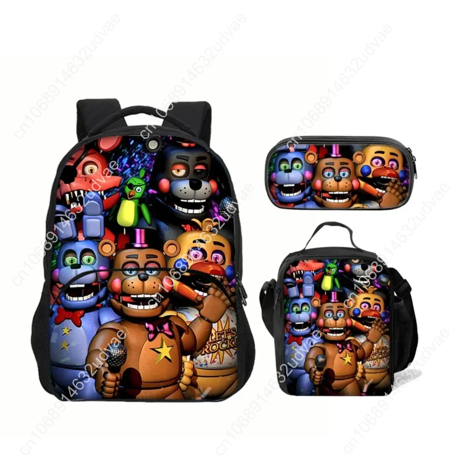 Cartoon Five Nights Child School at Freddys Backpack With Lunch Bags Pencil Bags For Kindergarten,Best Gift For Boys Girls