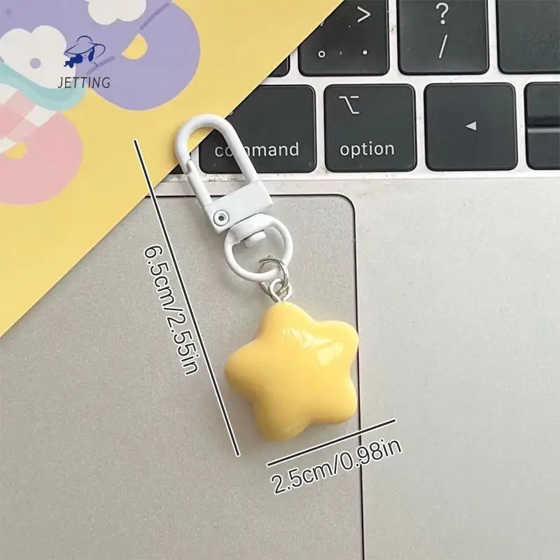 1 PCS Cute Yellow Pink Stars Keychain Pendant Keyring For Girls Backpack Charm Headphone Case Accessory Creative Gifts