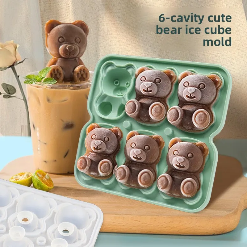 Silicone Bear Ice Cube Mold - Homemade Milk Tea and Coffee Drink Companion - Cute DIY Ice Cube Container for Freezing