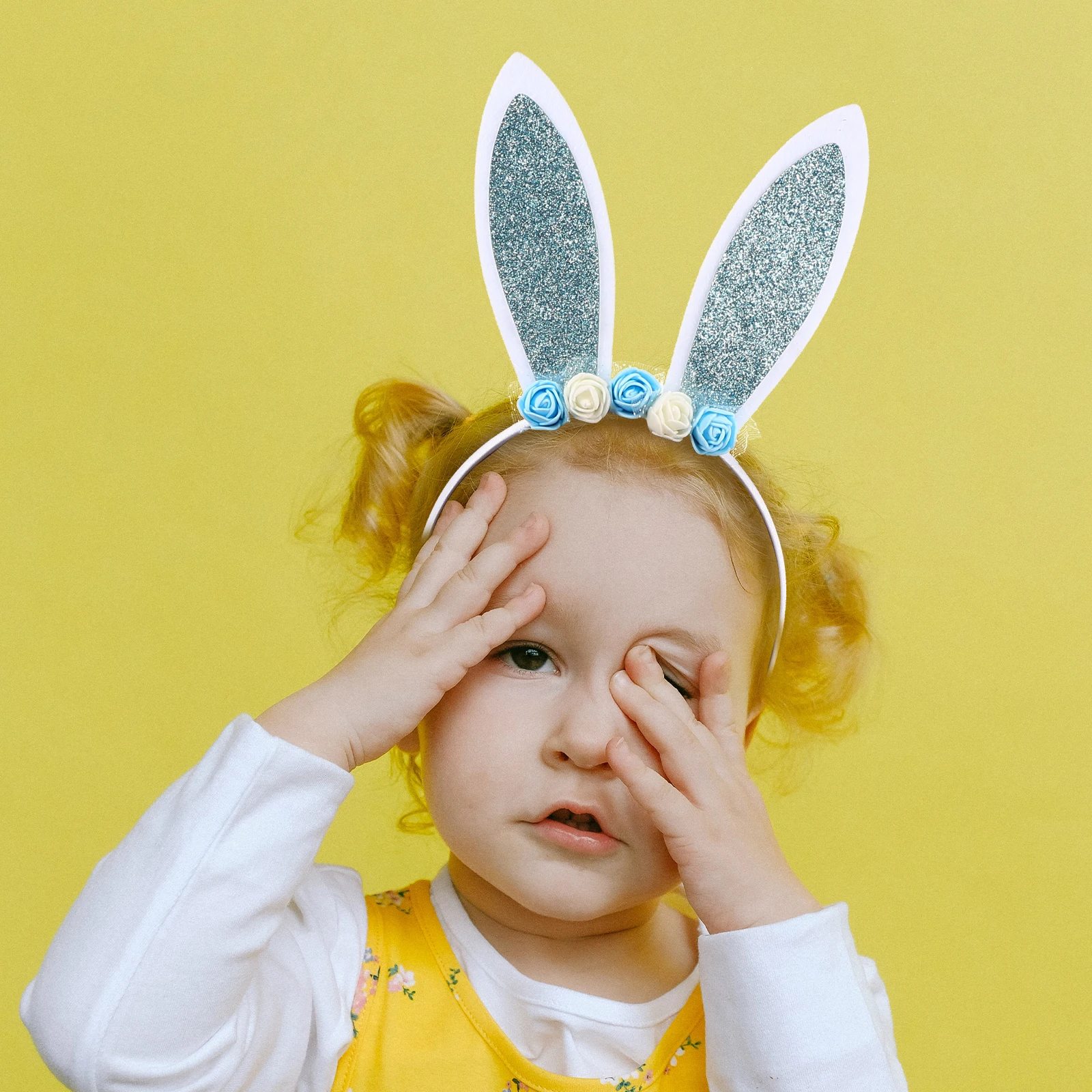 

4pcs Bunny Ears Headband Flowers Decor Girl Hair Accessories Rabbit Ear Hairband Cosplay Photo Valentine Halloween Christmas