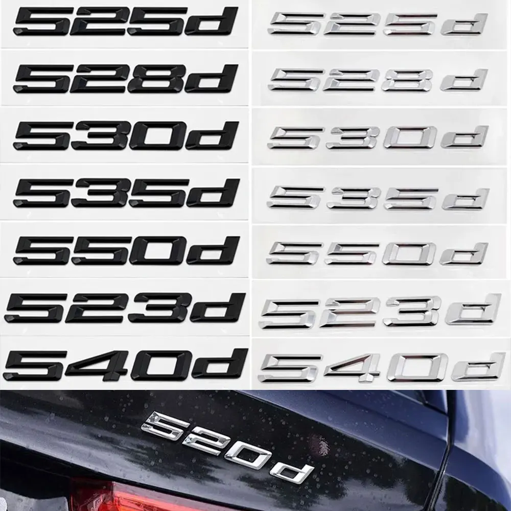 3D ABS Letters 520d 525d 528d 530d 535d 540d 523d Logo Badge Emblem Car Rear Trunk Sticker For BMW 5 Series E34 E39 E60 F10 G30