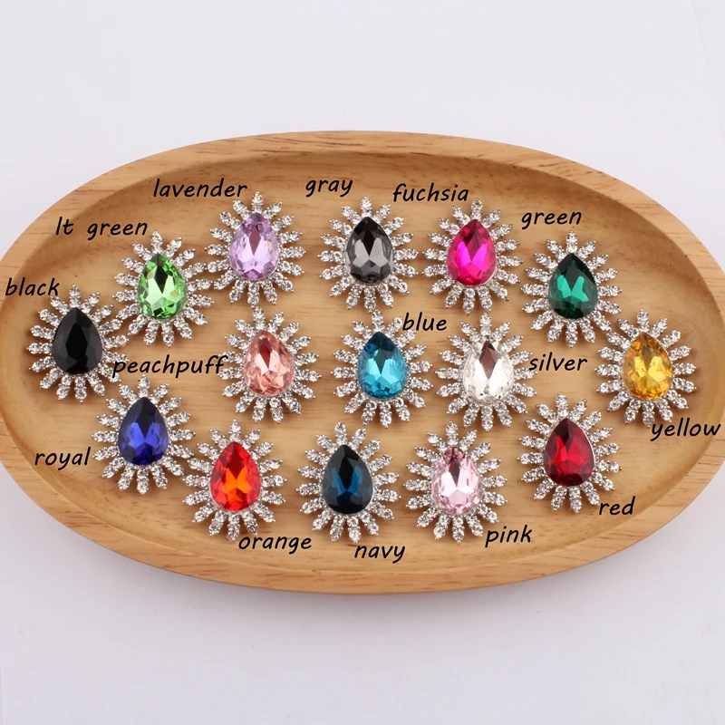 120PCS 27*32MM High Quality Shiny Crystal Rhinestone Buttons For Flower Centers Hair Accessories