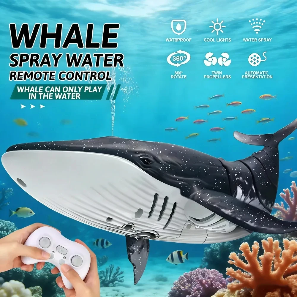 

Smart Rc Shark whale Spray Water Toy Remote Controlled Boat ship Submarine Robots Fish Electric Toys for Kids Boys baby Children