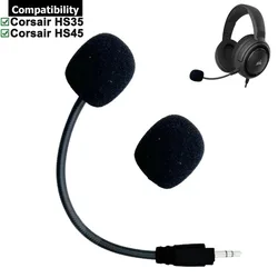 Replacement Mic Aux 3.5mm Microphone Boom Foam Repair Parts for Corsair HS35 HS45 Gaming Headsets Game Headphones