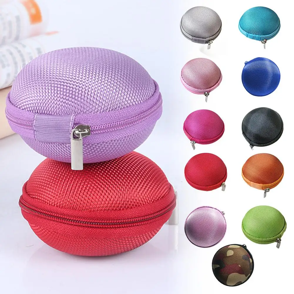 Round Shape Wired Headphone Storage Bag Mini Storage Box For Headphones USB Hard Case Waterproof Earphone Bag Key Coin Bags I8F1