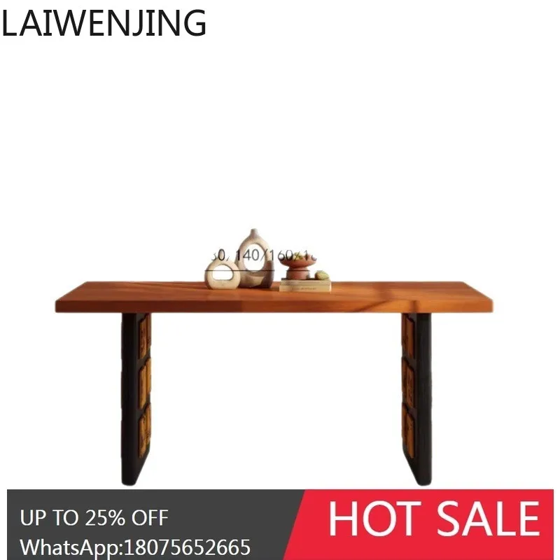 

HLZ French Retro Dining Table New Dining Table Small Household Solid Wood Vintage Style Living Room Dining Set