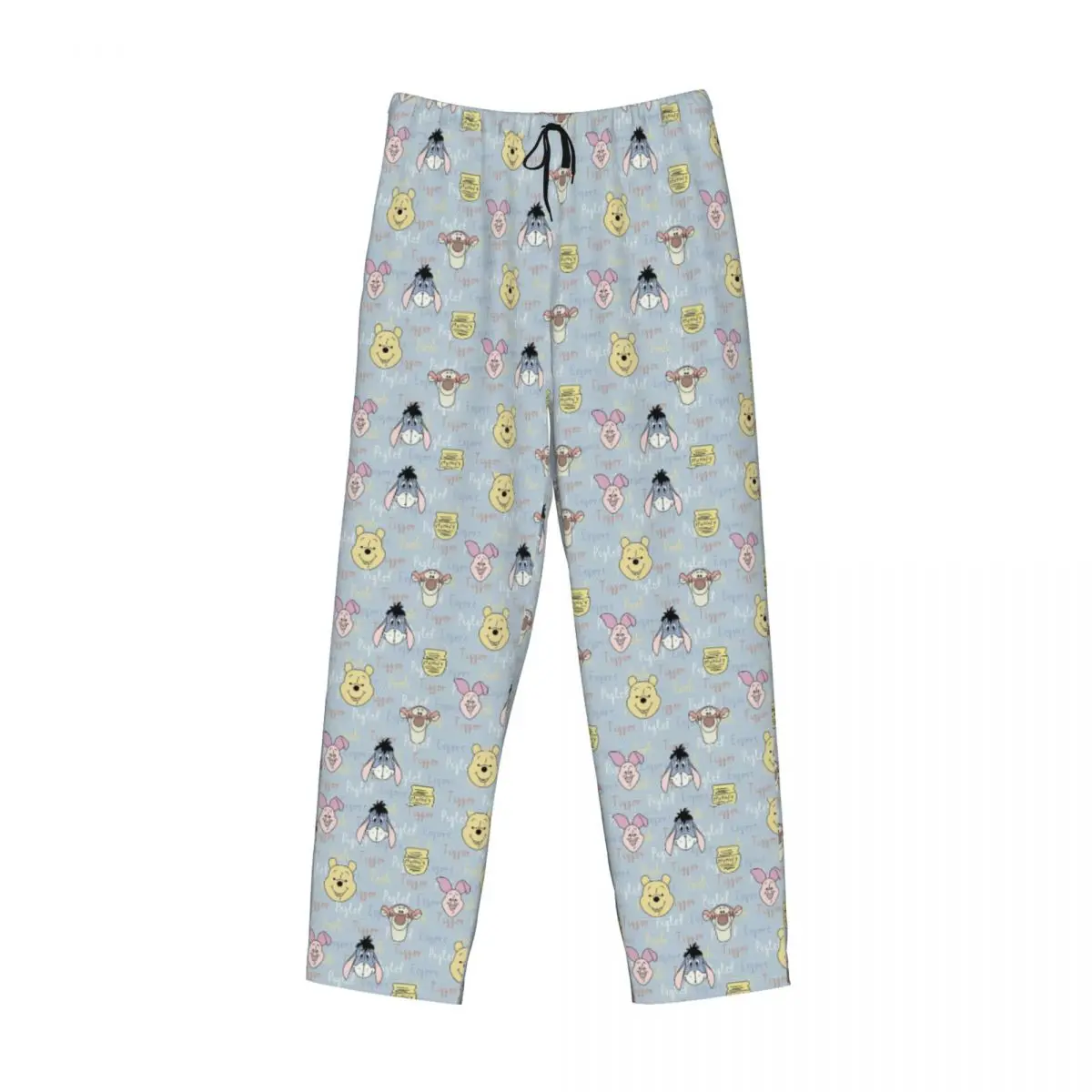 Custom Print Winnie The Pooh With Friends Pattern Pajama Pants Men's Cartoon Animation Sleep Sleepwear Bottoms with Pockets