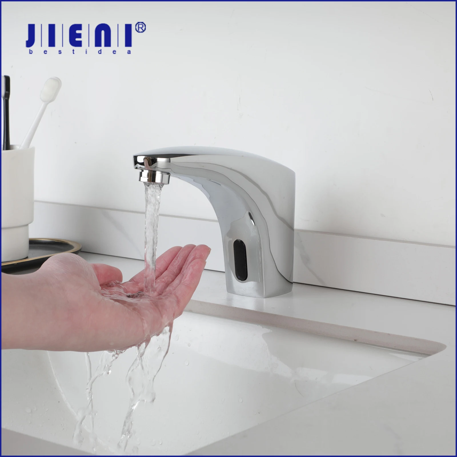 

JIENI Chrome Finished Basin Faucet Automatic Touch Sensor Faucets Bathroom Sink Free Touch Faucet Hot And Cold Water Mixer Taps