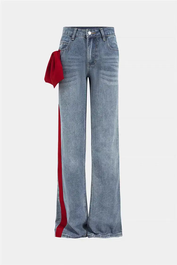

Women's Spring/Autumn New Style Jeans Fashion Temperament Versatile Slim Fit Casual Pants With Bow Decoration