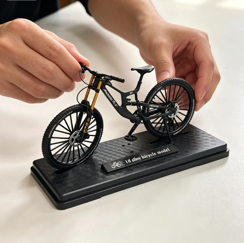 1:8 Scale Alloy Full‑Suspension Mountain Bike Model Ornament, Decor With Display Base, Collectible Gift For Cycling Enthusiasts