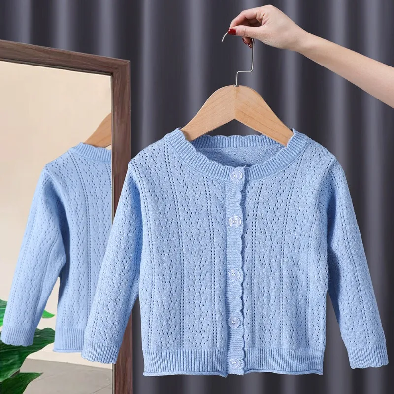 Kids Girls Fall Winter Clothes Baby Girls Knitting Cardigan Cute Sweater Coat Blue Knitted Sweater Toddler Soft Knitted Sweater