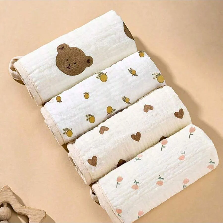 5Pcs Baby Towels, Ultra-Soft and Comfortable Newborn Washcloths, Multifunctional and Versatile, Washable Repeatedly, Soft and Skin-Friendly, Suitable for Baby Use, Perfect as a Gift image 4