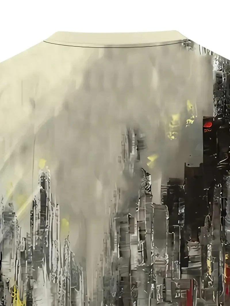 เสื้อยืดแขนสั้นพิมพ์ลายภาพวาดสีน้ำมันพิมพ์ลาย 3D ขนาดบวกของผู้ชาย หลวมและลำลอง นุ่ม สบาย และระบายอากาศได้