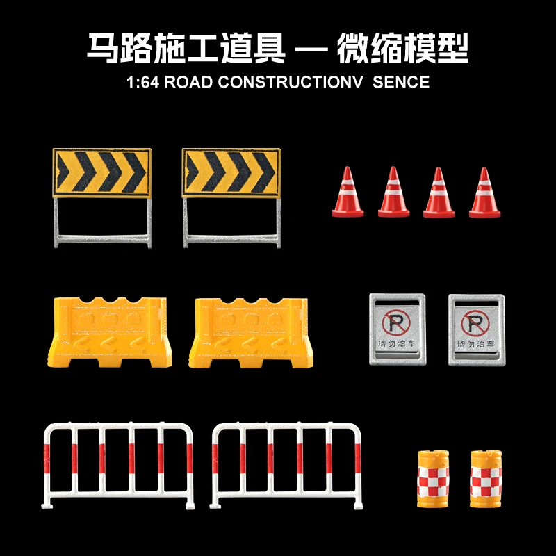 1:64 Diorama Verkeersbord Bewegwijzering Model Wegbouw Rekwisieten Model Accessoires Stad Street View Gebouw Scène Display Model