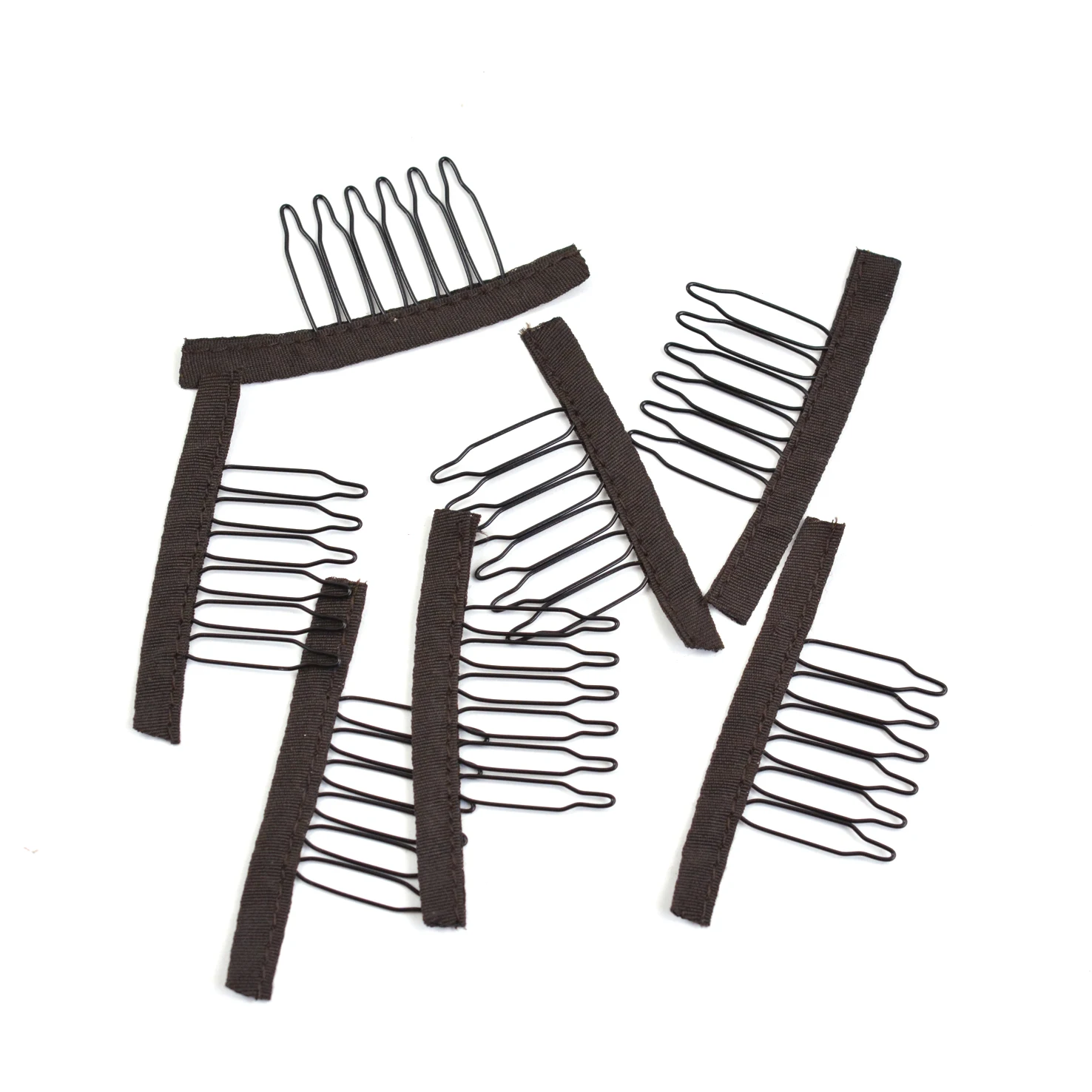 12 Pcs Lace Wig Clips 6-Teeth Steel Teeth Wig Accessories Tools with Cloth Wig Combs for Making Wig Caps