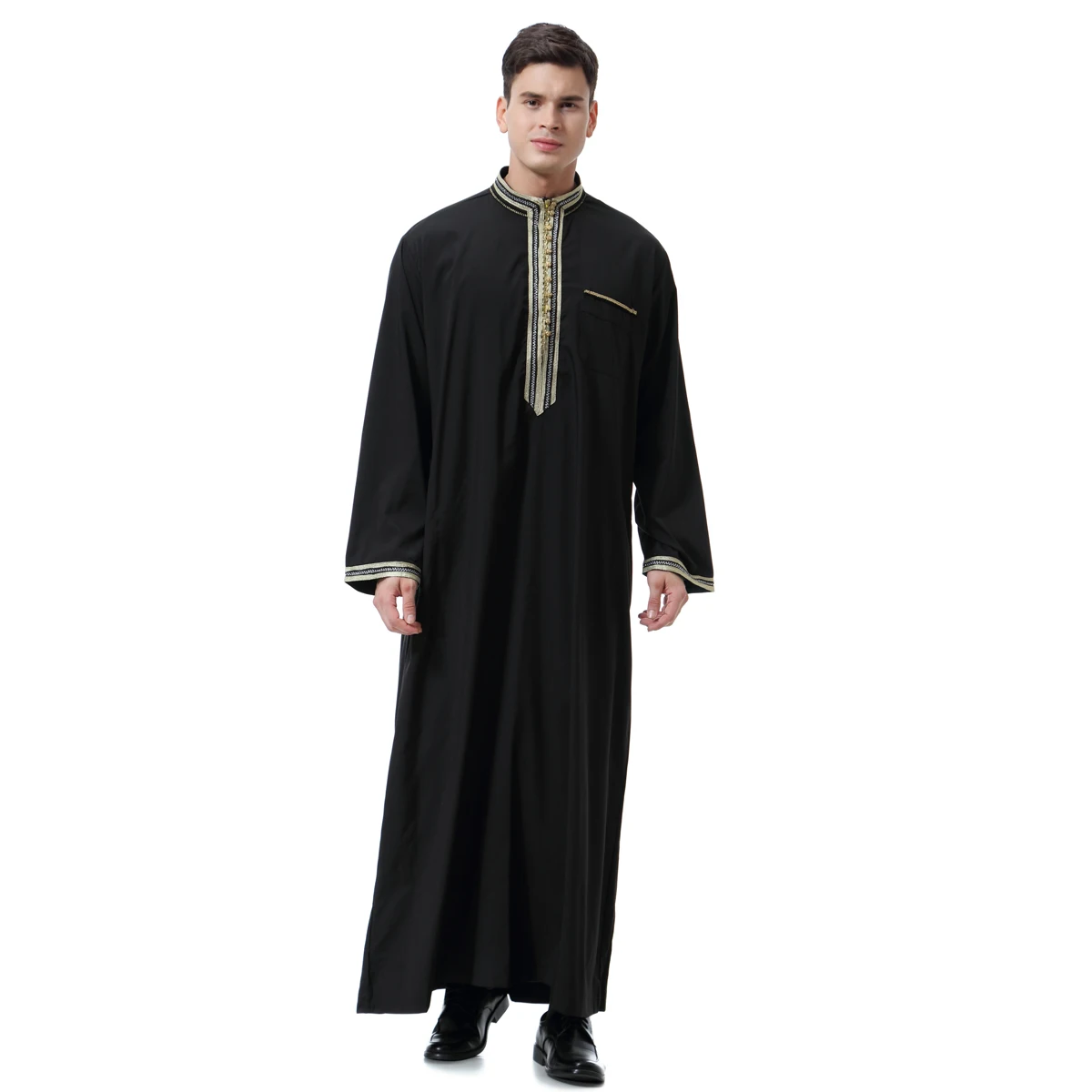 Muslim Man Abaya 2024 Stand Collar Turkish Caftan Robes Islamic Clothing Dubai Arab Summer Wear Plus Size S-XXXL TH810