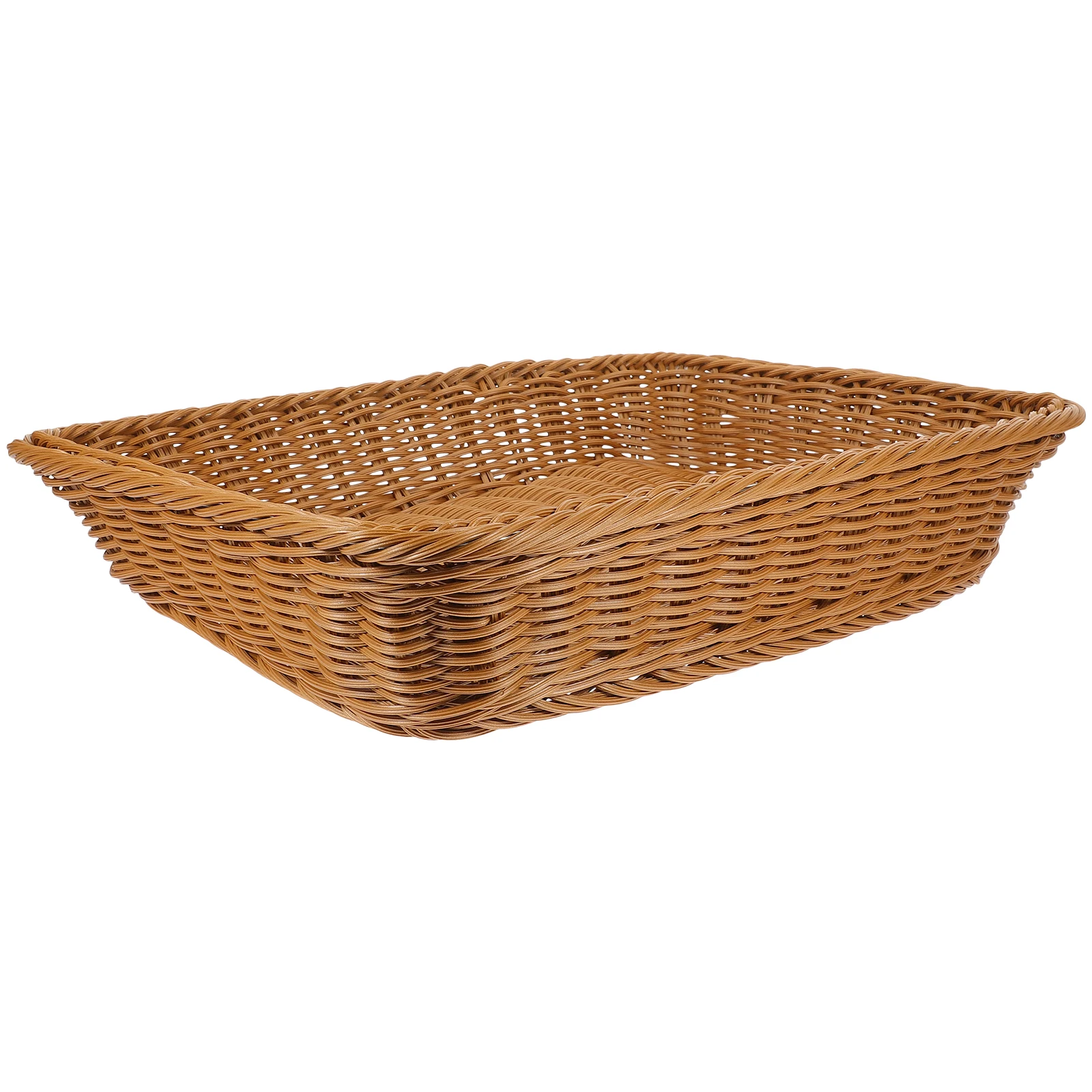 

1pc Woven Basket Rattan Coffee Color 400x300xH80mm Bread Storage Basket Fruit Storage Kitchen Bar Organizer Container
