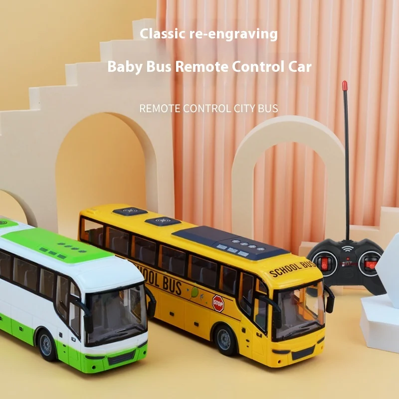 Controle Remoto Bus Simulation Toy para Crianças, Modelo De Ônibus Escolar, Luz Elétrica, Carro De Viagem, Presente De Aniversário, Meninos