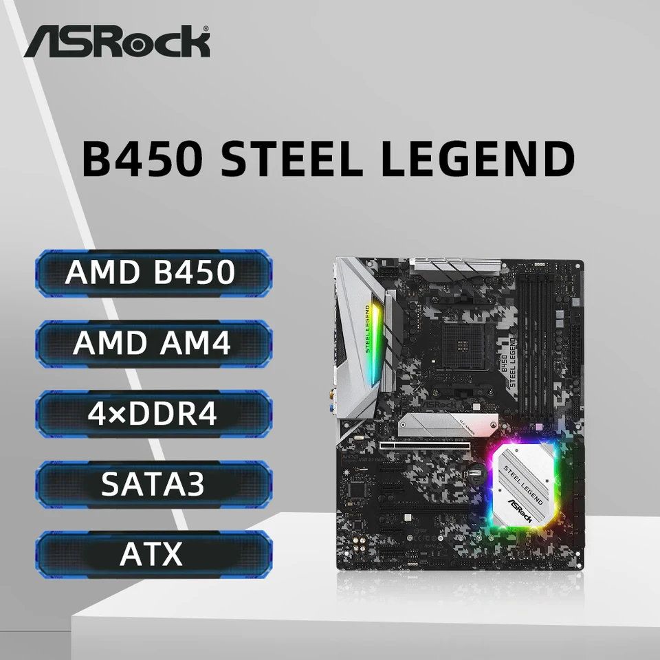 Placa base ASRock B450 STEEL LEGEND compatible con Ryzen 5 5600