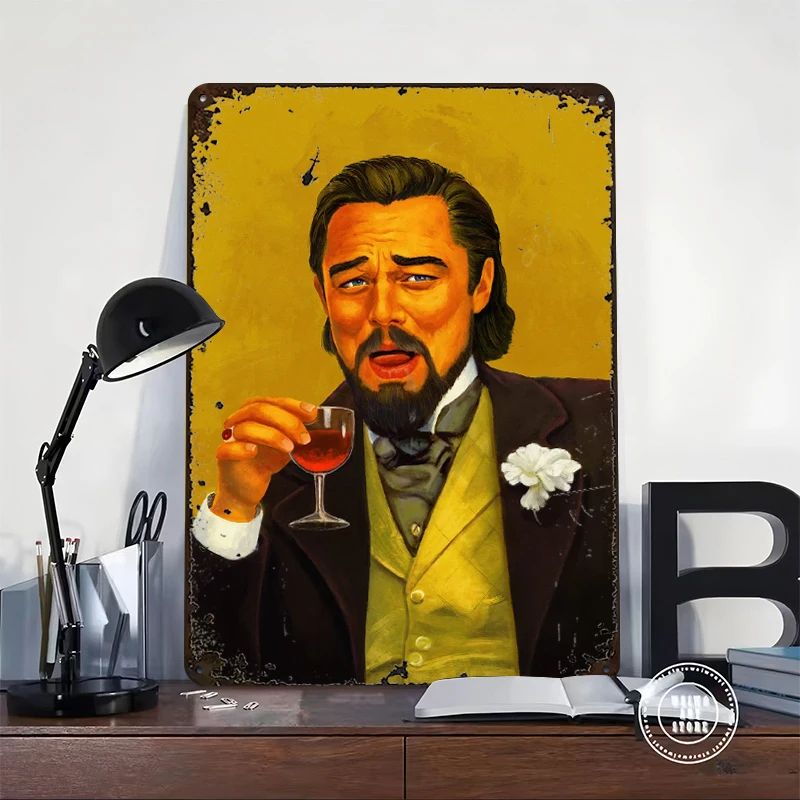 Laughing Leo Meme Lightly 3D Metal Poster Customized Wall Art Vintage Metal Signs for Man Cave Room Accessories Home Decorations